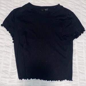 Black Forever 21 Croptop with Scalloped edges